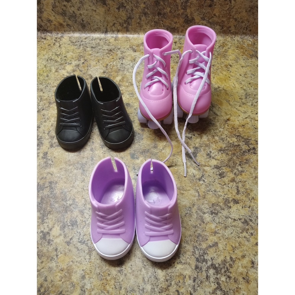 18 Inch Doll  Roller Skates Black Sneakers Purple Tennis Shoes